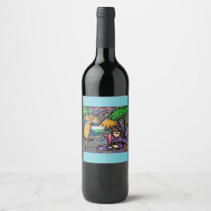 Beach Party Parrot Wine Label