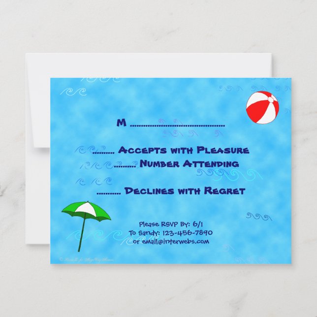 Beach Party RSVP Editable Response Cards (Back)