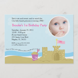Beach Party Sand Castle 5x7 PHOTO Invitation