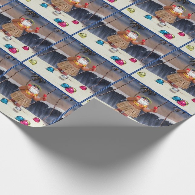 Beach Party Santa - Christmas Wrapping Paper (Corner)