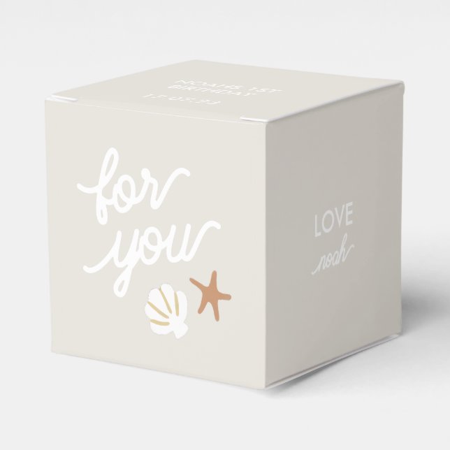 Beach Party Seashell Starfish Personalized Favor Box (Front Side)