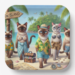 Beach Party Siamese Cat Beach Tropical Summer Paper Plate