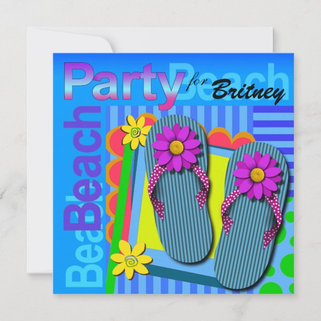 Beach Party - Summer Fun Flip Flops Invitation (Front)