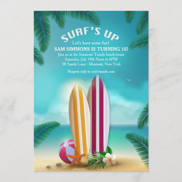 Surfboards Invitations | Zazzle CA