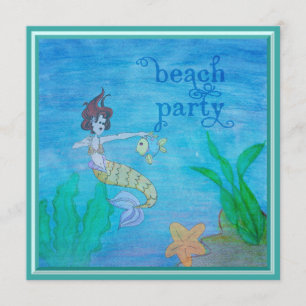 Beach Party Tropical Mermaid Personalized Invitation