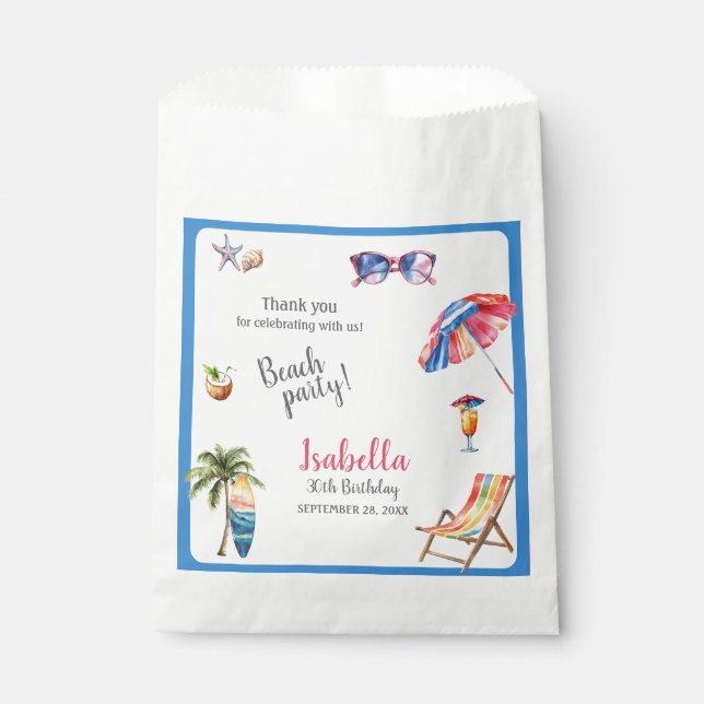 Beach Party Tropical Summer Favour Bag (Front)