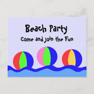 Beach Party With Beach Balls Invitation Postcard