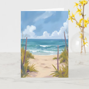 Beach Path Ocean Watercolor Coastal Painted Card