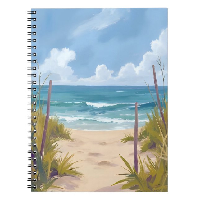 Beach Path | Ocean Watercolor Coastal Painted Notebook (Front)