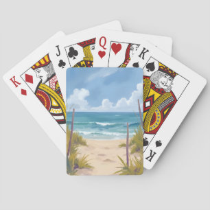 Beach Path   Ocean Watercolor Coastal Painted Playing Cards