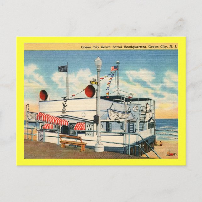 Beach Patrol, Ocean City NJ Vintage Postcard (Front)