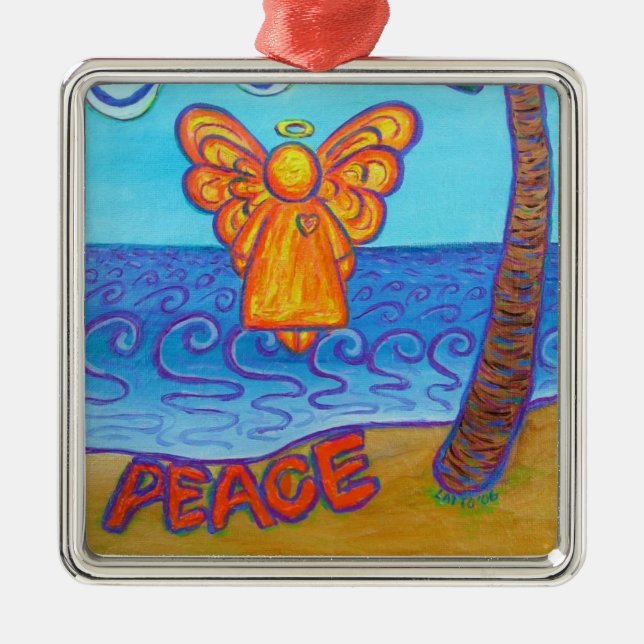 Beach Peace Angel Art Custom Holiday Ornaments (Front)