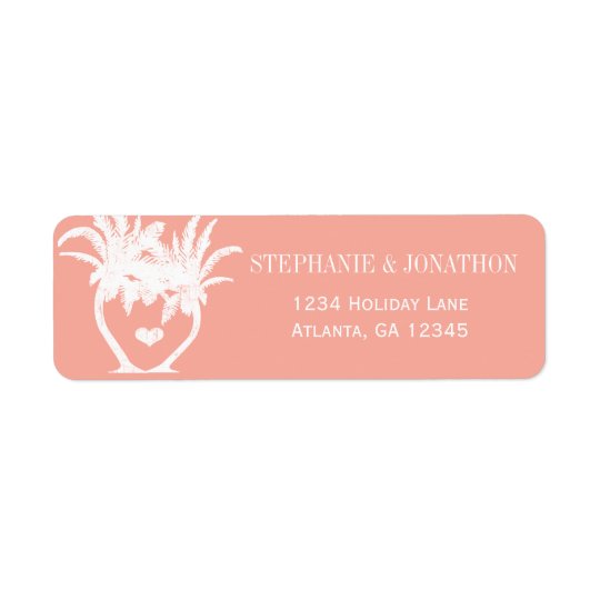 Beach Peach Palm Tree Destination Chalkboard Return Address Label