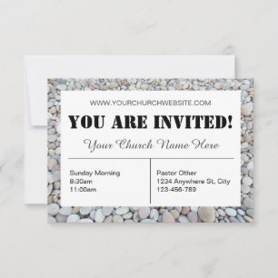 Beach Pebbles Church Invitation Card