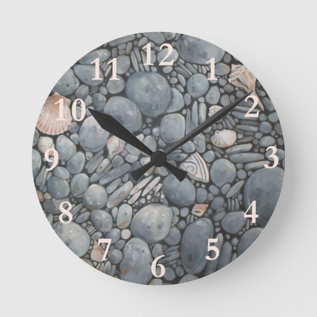 Beach Pebbles Rocks River Round Clock (Front)
