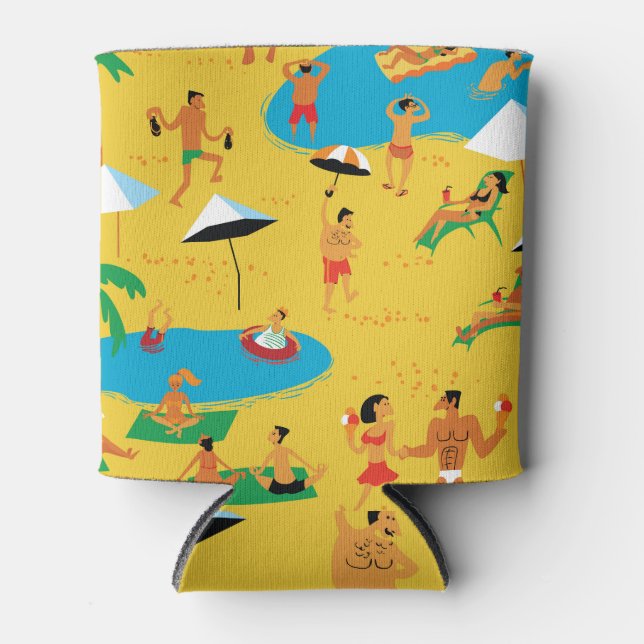 Beach People: Tropical Vintage Pattern. Can Cooler (Front)