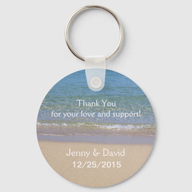 Beach Personalized Key Ring Wedding Favour (Front)