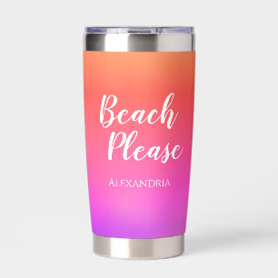 Beach Personalized Pink Orange Ombre Insulated Tumbler