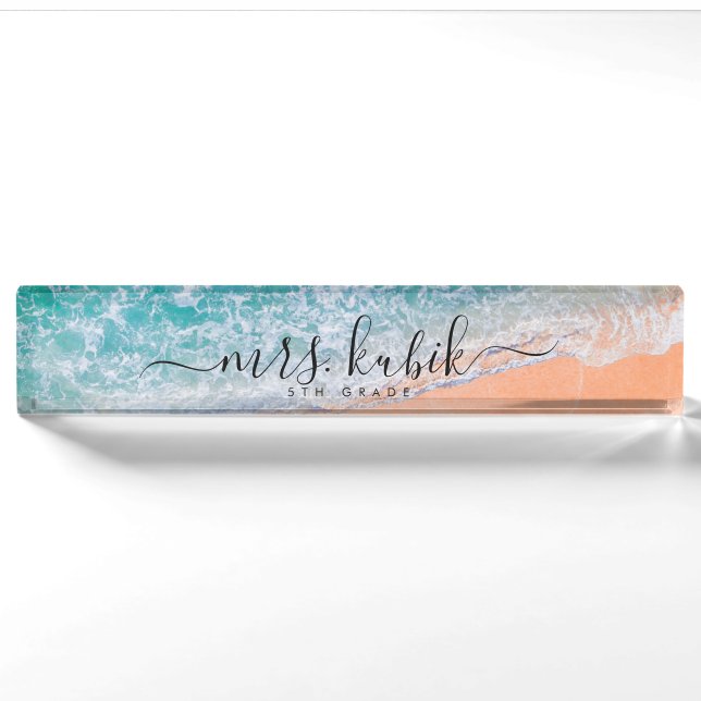 Beach Personalized Teacher Desk Name Plate (Front)