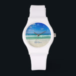 Beach Photo Beautiful Ocean Waves Personalized Watch<br><div class="desc">A beautiful beach photograph taken in the ideal vacation destination of Destin,  Florida. The gorgeous green waters of Sandestin wash up to the sandy seashore underneath serene blue skies to make the perfect scenic vacation photo.</div>