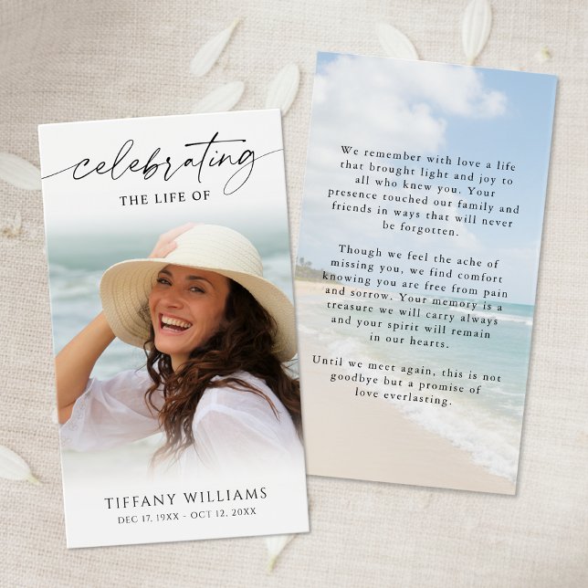 Beach Photo Celebrating the Life of Prayer Card (Creator Uploaded)