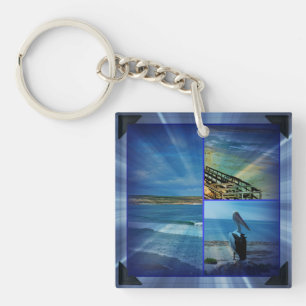 Beach Photo Collage Sparkle, Keychain