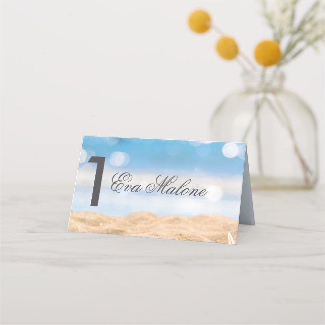 Beach Photo Destination-  Table Number Place Card (Front)