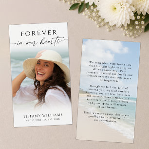 Beach Photo Forever Hearts Sympathy Prayer Card