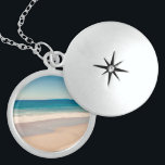 Beach Photo Ocean Blue Scenic Locket Necklace<br><div class="desc">A lovely vintage style photo of a beach in California for a keepsake locket necklace.
Customize with text to create your own custom personalized design. 
A wedding anniversary gift for your wife.</div>