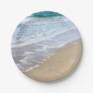 Beach photo paper plate