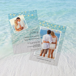 Beach Photo Seaside String Lights Website Invitation