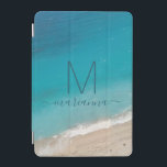 Beach Photo Turquoise Ocean Waves Personalized iPad Mini Cover<br><div class="desc">Turquoise ocean and gentle waves on a soft sandy shore featuring a modern calligraphy script monogram initial and name personalized on the front of a laptop sleeve available to protect several different computer sizes. Click 'customize further' to edit the template and change fonts or customization colours, or upload a photo...</div>