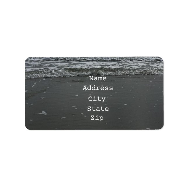 Beach Photo Waves Water Sandy Brown Text Templates Label (Front)