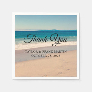 Beach Photo Wedding Thank You Napkin