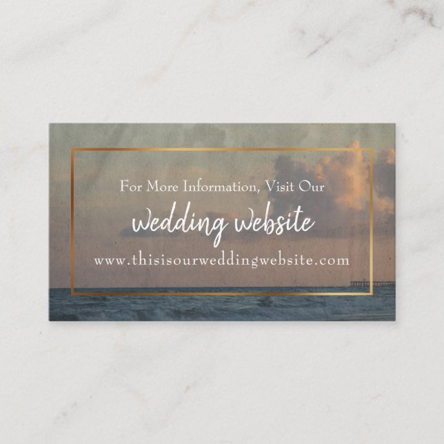 Beach Photo Wedding Website Insert Cards (Front)