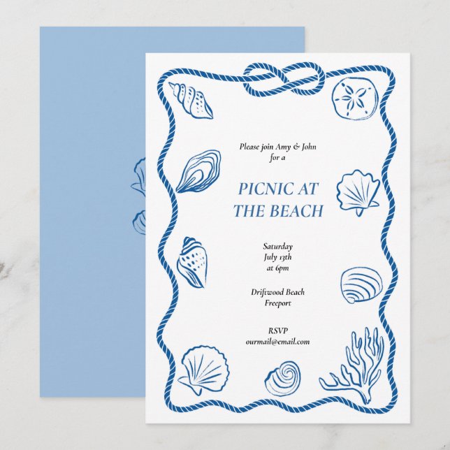 Beach Picnic Invitation (Front/Back)