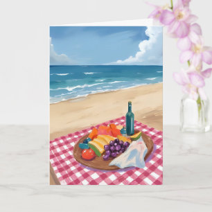 Beach Picnic   Ocean Shore Painting Card