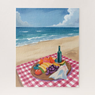 Beach Picnic   Ocean Shore Painting Jigsaw Puzzle