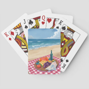 Beach Picnic   Ocean Shore Painting Playing Cards