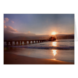 Beach pier at sunset, Hawaii