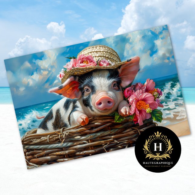 Beach Pig Swimming Ocean Decoupage Tissue Paper (Creator Uploaded)