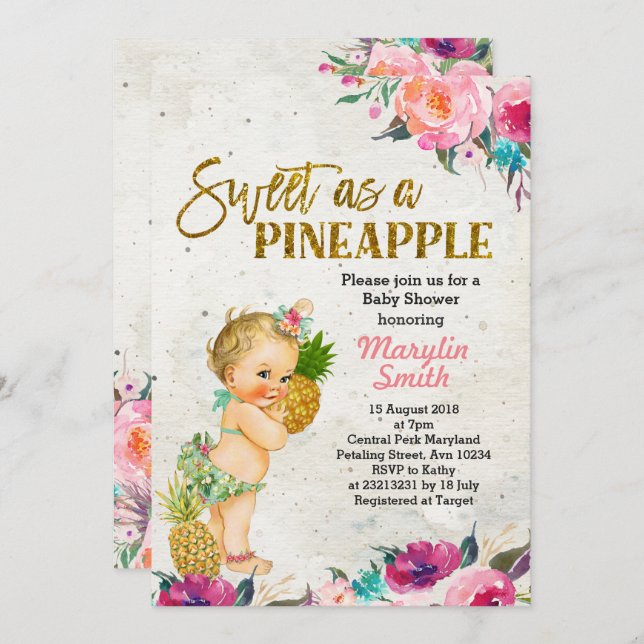 Beach Pineapple Baby Shower Invitation (Front/Back)