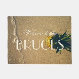Beach Pineapple Tropical Accent Personalized Doormat