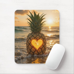 Beach Pineapple With a Carved Out Heart Mouse Pad