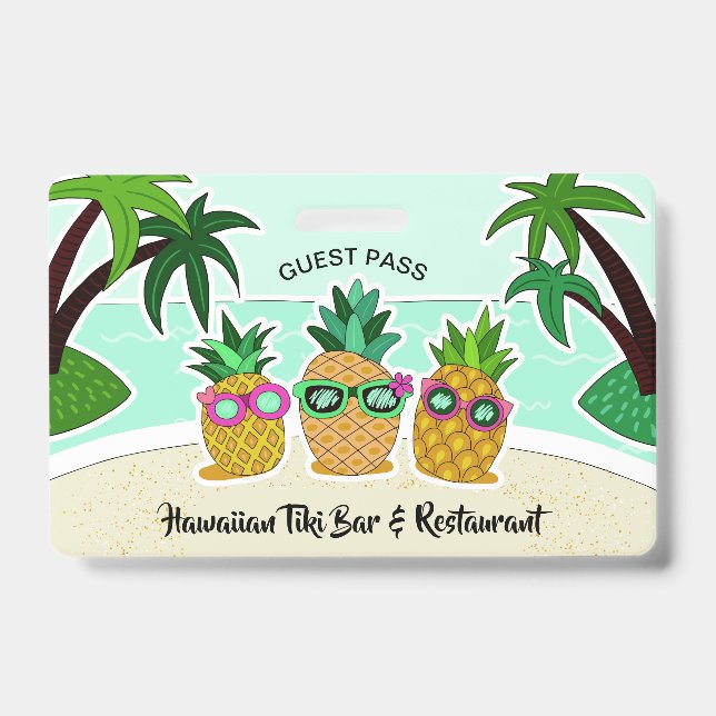 Beach Pineapples custom text party badges (Front)