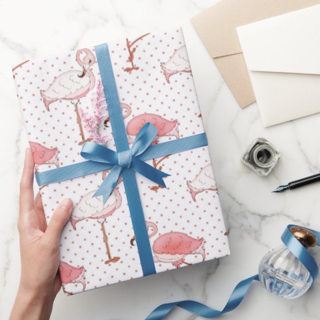 Beach Pink Flamingo pattern wrapping paper (Gifting)