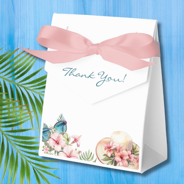 Beach Pink Floral Tropical Bridal Shower Favor Box (Creator Uploaded)
