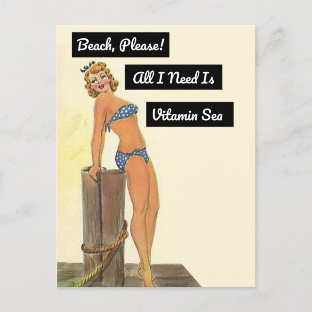 Beach Please All I Need Is Vitamin Sea Bikini Postcard (Front)