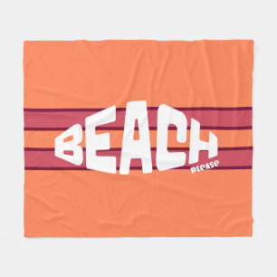 Beach Please Coral & Pink Striped Fleece Blanket