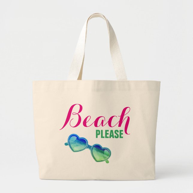 Beach, Please! Large Tote Bag (Front)